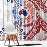 Tongan and Australian Culture Together Window Curtain Ngatu Art Tribal Aboriginal Tattoo Pattern - Polynesian Pride