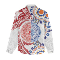 Tongan and Australian Culture Together Women Casual Shirt Ngatu Art Tribal Aboriginal Tattoo Pattern - Polynesian Pride