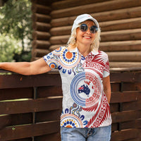 Tongan and Australian Culture Together Women Polo Shirt Ngatu Art Tribal Aboriginal Tattoo Pattern - Polynesian Pride