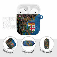 Fijian and Australian Culture Together AirPods Case Aboriginal Art and Tapa Motifs with Kangaroo and Palm Tree - Polynesian Pride