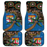 Fijian and Australian Culture Together Car Mats Aboriginal Art and Tapa Motifs with Kangaroo and Palm Tree - Polynesian Pride