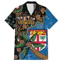 Fijian and Australian Culture Together Family Matching Summer Maxi Dress and Hawaiian Shirt Aboriginal Art and Tapa Motifs with Kangaroo and Palm Tree - Polynesian Pride
