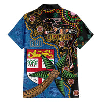 Fijian and Australian Culture Together Family Matching Tank Maxi Dress and Hawaiian Shirt Aboriginal Art and Tapa Motifs with Kangaroo and Palm Tree - Polynesian Pride