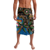 Fijian and Australian Culture Together Lavalava Aboriginal Art and Tapa Motifs with Kangaroo and Palm Tree - Polynesian Pride