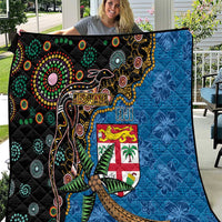 Fijian and Australian Culture Together Quilt Aboriginal Art and Tapa Motifs with Kangaroo and Palm Tree - Polynesian Pride