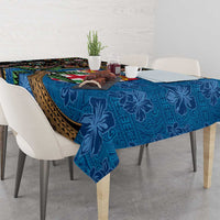 Fijian and Australian Culture Together Tablecloth Aboriginal Art and Tapa Motifs with Kangaroo and Palm Tree - Polynesian Pride