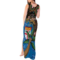 Fijian and Australian Culture Together Tank Maxi Dress Aboriginal Art and Tapa Motifs with Kangaroo and Palm Tree - Polynesian Pride
