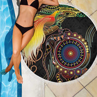 Papua New Guinea and Australia Together Beach Blanket Bird of Paradise and Kangaroo Melanesian Aboriginal Motifs - Polynesian Pride