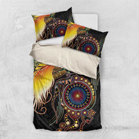 Papua New Guinea and Australia Together Bedding Set Bird of Paradise and Kangaroo Melanesian Aboriginal Motifs - Polynesian Pride