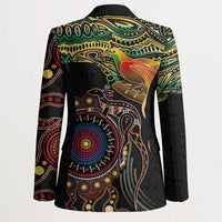 Papua New Guinea and Australia Together Blazer Bird of Paradise and Kangaroo Melanesian Aboriginal Motifs - Polynesian Pride