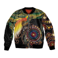 Papua New Guinea and Australia Together Bomber Jacket Bird of Paradise and Kangaroo Melanesian Aboriginal Motifs - Polynesian Pride