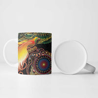 Papua New Guinea and Australia Together Ceramic Mug Bird of Paradise and Kangaroo Melanesian Aboriginal Motifs - Polynesian Pride