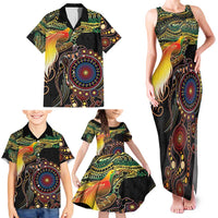 Papua New Guinea and Australia Together Family Matching Tank Maxi Dress and Hawaiian Shirt Bird of Paradise and Kangaroo Melanesian Aboriginal Motifs - Polynesian Pride