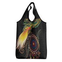 Papua New Guinea and Australia Together Grocery Bag Bird of Paradise and Kangaroo Melanesian Aboriginal Motifs - Polynesian Pride