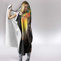 Papua New Guinea and Australia Together Hooded Blanket Bird of Paradise and Kangaroo Melanesian Aboriginal Motifs - Polynesian Pride