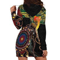 Papua New Guinea and Australia Together Hoodie Dress Bird of Paradise and Kangaroo Melanesian Aboriginal Motifs - Polynesian Pride
