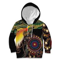 Papua New Guinea and Australia Together Kid Hoodie Bird of Paradise and Kangaroo Melanesian Aboriginal Motifs - Polynesian Pride