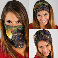 Papua New Guinea and Australia Together Neck Gaiter Bird of Paradise and Kangaroo Melanesian Aboriginal Motifs - Polynesian Pride
