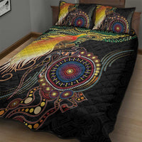 Papua New Guinea and Australia Together Quilt Bed Set Bird of Paradise and Kangaroo Melanesian Aboriginal Motifs - Polynesian Pride