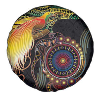 Papua New Guinea and Australia Together Spare Tire Cover Bird of Paradise and Kangaroo Melanesian Aboriginal Motifs - Polynesian Pride