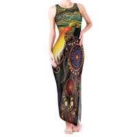 Papua New Guinea and Australia Together Tank Maxi Dress Bird of Paradise and Kangaroo Melanesian Aboriginal Motifs - Polynesian Pride