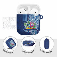 Hawaiian Mele Kalikimaka AirPods Case Funny Santa on Whale Island with Kakau Tattoos - Polynesian Pride