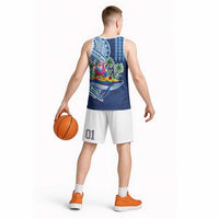 Hawaiian Mele Kalikimaka Basketball Jersey Funny Santa on Whale Island with Kakau Tattoos - Polynesian Pride