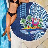 Hawaiian Mele Kalikimaka Beach Blanket Funny Santa on Whale Island with Kakau Tattoos - Polynesian Pride