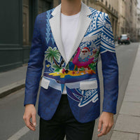 Hawaiian Mele Kalikimaka Blazer Funny Santa on Whale Island with Kakau Tattoos - Polynesian Pride