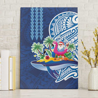 Hawaiian Mele Kalikimaka Canvas Wall Art Funny Santa on Whale Island with Kakau Tattoos - Polynesian Pride