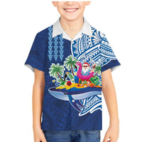 Hawaiian Mele Kalikimaka Family Matching Mermaid Dress and Hawaiian Shirt Funny Santa on Whale Island with Kakau Tattoos - Polynesian Pride