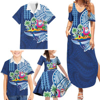 Hawaiian Mele Kalikimaka Family Matching Summer Maxi Dress and Hawaiian Shirt Funny Santa on Whale Island with Kakau Tattoos - Polynesian Pride