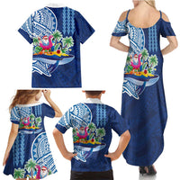 Hawaiian Mele Kalikimaka Family Matching Summer Maxi Dress and Hawaiian Shirt Funny Santa on Whale Island with Kakau Tattoos - Polynesian Pride
