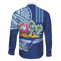 Hawaiian Mele Kalikimaka Family Matching Tank Maxi Dress and Hawaiian Shirt Funny Santa on Whale Island with Kakau Tattoos LT03 - Polynesian Pride
