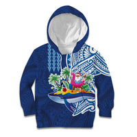 Hawaiian Mele Kalikimaka Kid Hoodie Funny Santa on Whale Island with Kakau Tattoos - Polynesian Pride