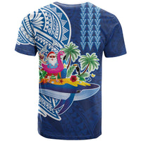 Hawaiian Mele Kalikimaka T Shirt Funny Santa on Whale Island with Kakau Tattoos - Polynesian Pride