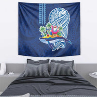 Hawaiian Mele Kalikimaka Tapestry Funny Santa on Whale Island with Kakau Tattoos - Polynesian Pride