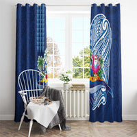 Hawaiian Mele Kalikimaka Window Curtain Funny Santa on Whale Island with Kakau Tattoos - Polynesian Pride
