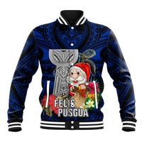 Guam Christmas Baseball Jacket Santa Gift Latte Stone and Sea Turle Mix Hibiscus Chamorro Blue Style LT03