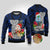 Guam Christmas Ugly Christmas Sweater Santa Gift Latte Stone and Sea Turle Mix Hibiscus Chamorro Blue Style LT03