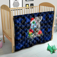 Guam Christmas Quilt Santa Gift Latte Stone and Sea Turle Mix Hibiscus Chamorro Blue Style LT03