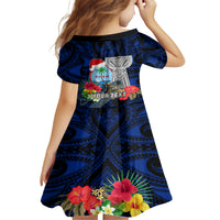 Custom Guam Christmas Family Matching Summer Maxi Dress and Hawaiian Shirt Santa Gift Latte Stone and Sea Turle Mix Hibiscus Chamorro Blue Style LT03 - Polynesian Pride