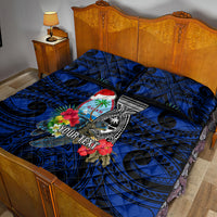 Custom Guam Christmas Quilt Bed Set Santa Gift Latte Stone and Sea Turle Mix Hibiscus Chamorro Blue Style LT03