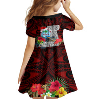Guam Christmas Family Matching Summer Maxi Dress and Hawaiian Shirt Santa Gift Latte Stone and Sea Turle Mix Hibiscus Chamorro Red Style LT03 - Polynesian Pride