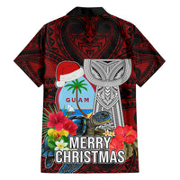 Guam Christmas Family Matching Summer Maxi Dress and Hawaiian Shirt Santa Gift Latte Stone and Sea Turle Mix Hibiscus Chamorro Red Style LT03 - Polynesian Pride