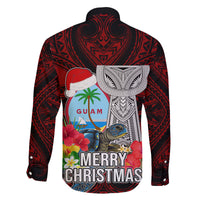 Guam Christmas Family Matching Summer Maxi Dress and Hawaiian Shirt Santa Gift Latte Stone and Sea Turle Mix Hibiscus Chamorro Red Style LT03 - Polynesian Pride