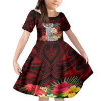 Custom Guam Christmas Family Matching Mermaid Dress and Hawaiian Shirt Santa Gift Latte Stone and Sea Turle Mix Hibiscus Chamorro Red Style LT03