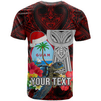 Custom Guam Christmas T Shirt Santa Gift Latte Stone and Sea Turle Mix Hibiscus Chamorro Red Style LT03