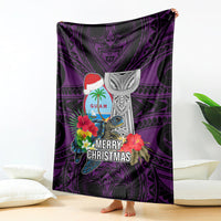 Guam Christmas Blanket Santa Gift Latte Stone and Sea Turle Mix Hibiscus Chamorro Pink Style LT03