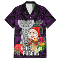 Guam Christmas Hawaiian Shirt Santa Gift Latte Stone and Sea Turle Mix Hibiscus Chamorro Pink Style LT03 Pink - Polynesian Pride